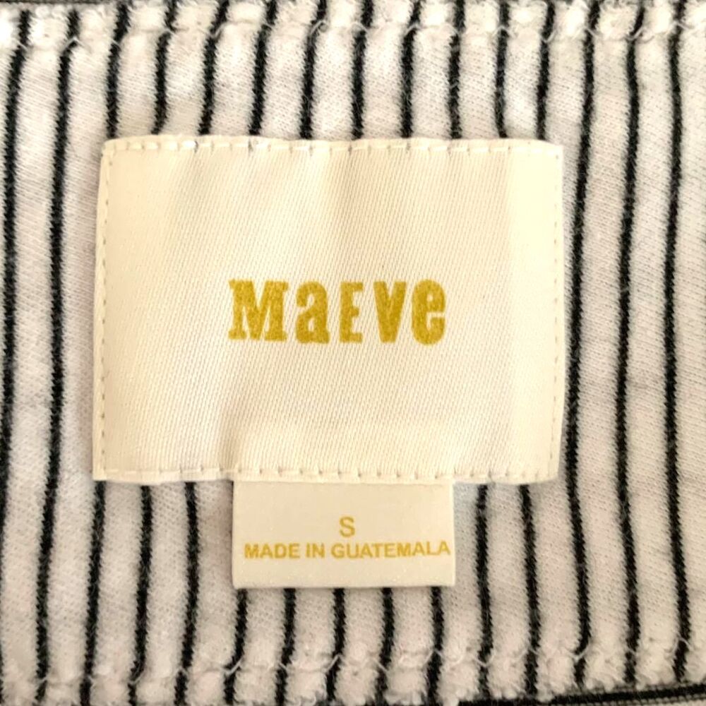 Anthropologie Maeve Striped Ruffle Sleeveless Tank Top White Black SIze S - Picture 6 of 8